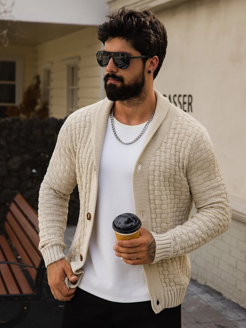 Henley Basketweave Cardigan