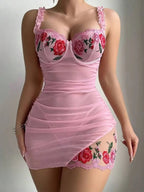 La Rose Ruched Mesh Nightgown