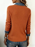 Denim-Edge Ribbed Knit Polo