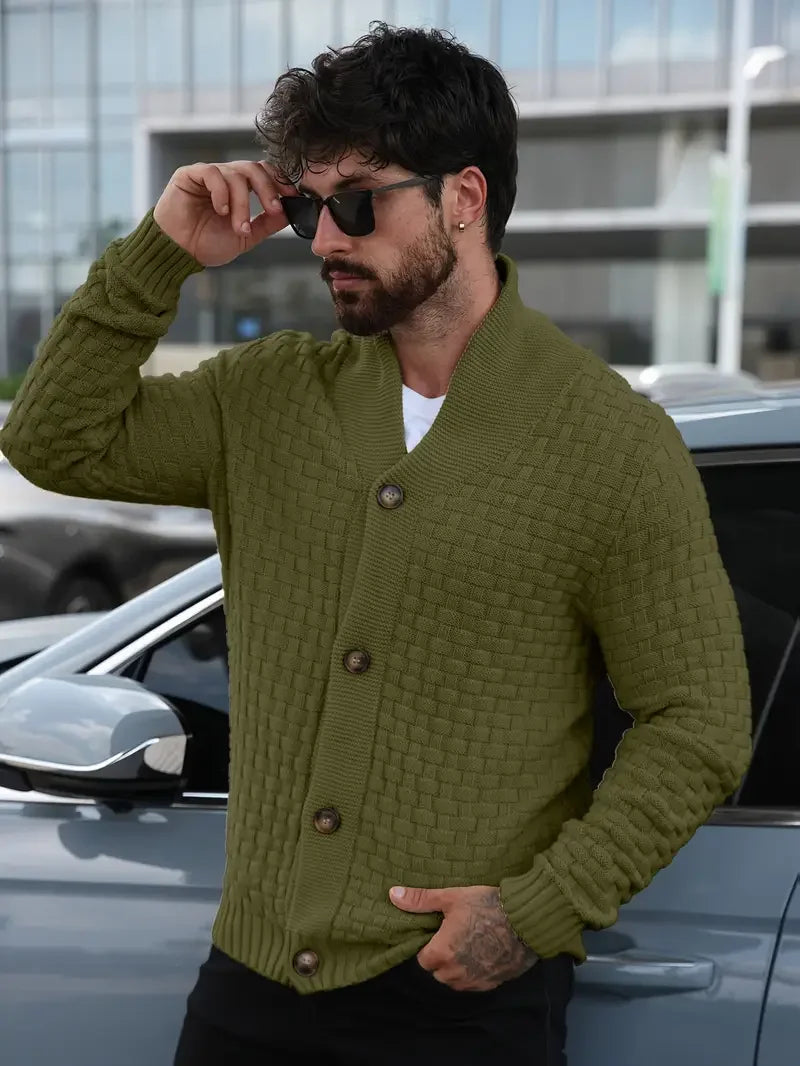 Henley Basketweave Cardigan
