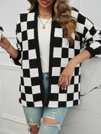 Crossmark Checkered Knit Cardigan