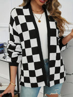 Crossmark Checkered Knit Cardigan