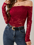 Chateau Off-Shoulder Sheer Blouse