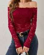 Chateau Off-Shoulder Sheer Blouse