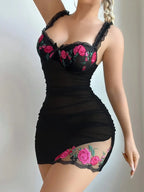 La Rose Ruched Mesh Nightgown